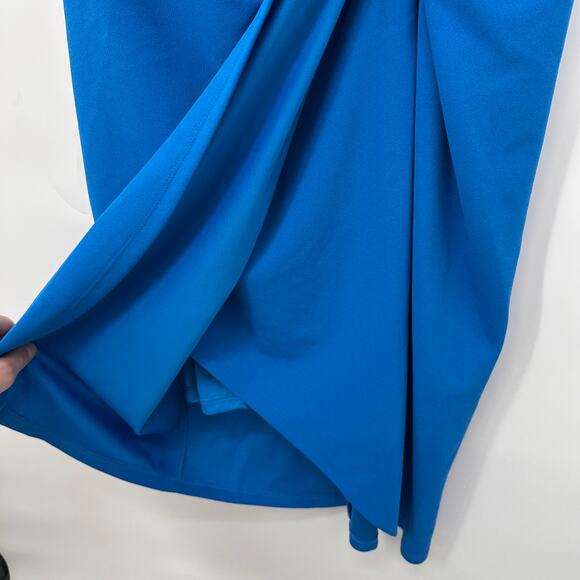 TAHARI ASL Blue Stretch Crepe Side Knot Short Sleeve Knee-Length Dress // 8 - Picture 6 of 12